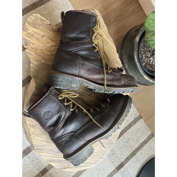 Georgia Boots Men’s 8” Logger Waterproof Brown Leather 9 M Steel Toe Lace Up main image 4